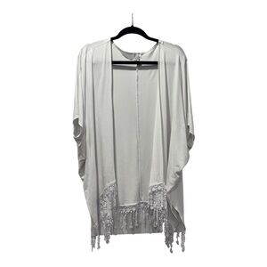 BECCA Women's Cream Fringe Coverup
